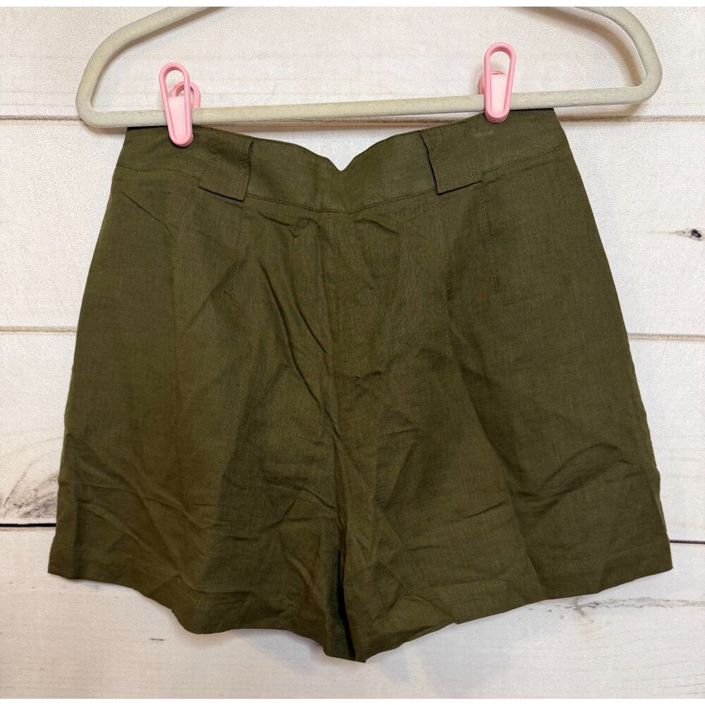 Tuckernuck Army Green Linen Shorts Sz S Pockets Everyday‎ Wear Comfy Fit - Picture 2 of 4